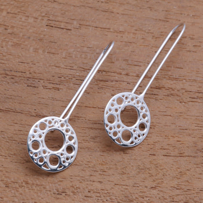 Circular Patterns Circle Pattern Sterling Silver Drop Earrings from Bali