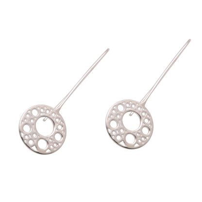 Circular Patterns Circle Pattern Sterling Silver Drop Earrings from Bali