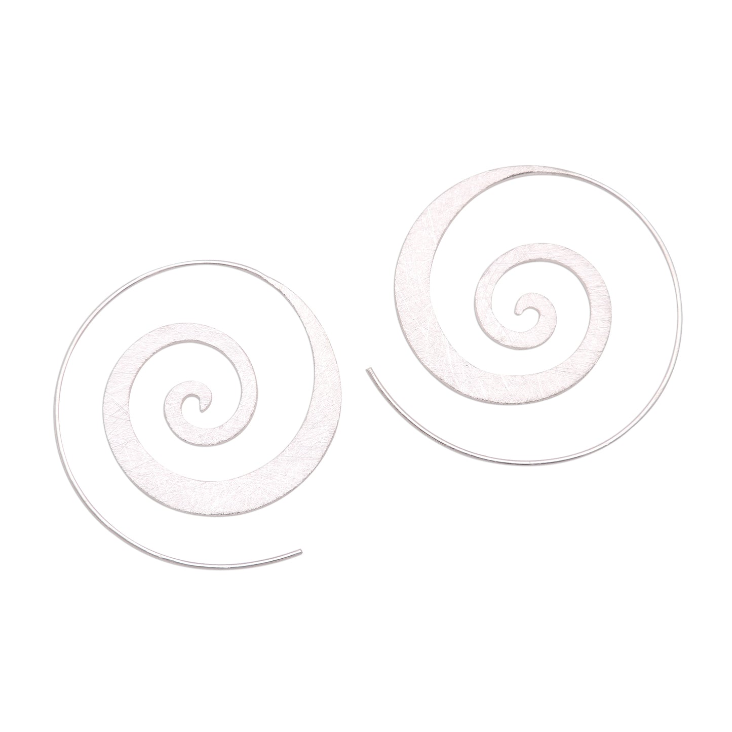 Spiral Loop Spiral-Shaped Sterling Silver Half-Hoop Earrings from Bali