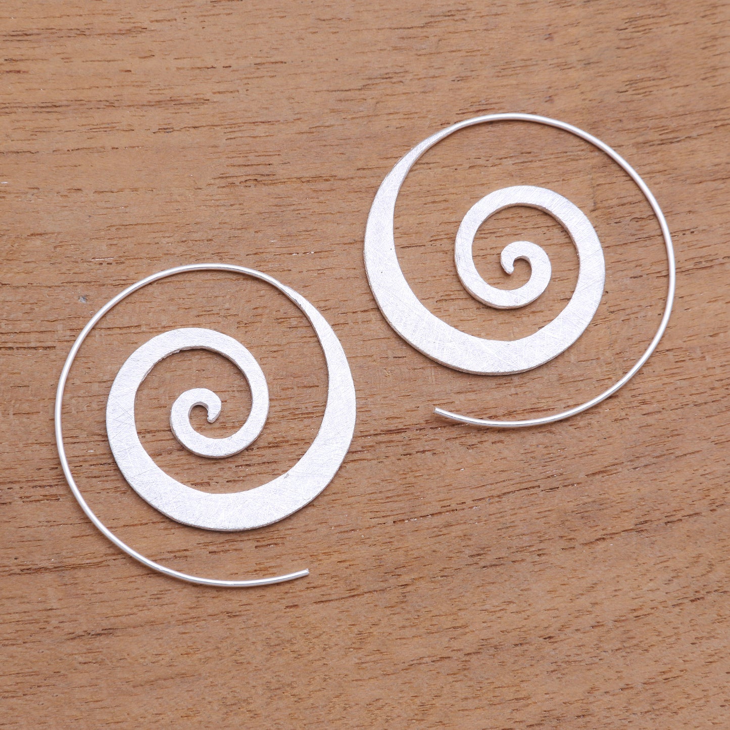 Spiral Loop Spiral-Shaped Sterling Silver Half-Hoop Earrings from Bali