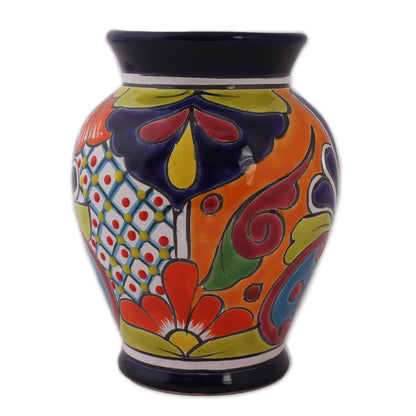 Talavera Glory Hand-Painted Talavera-Style Ceramic Vase Crafted in Mexico