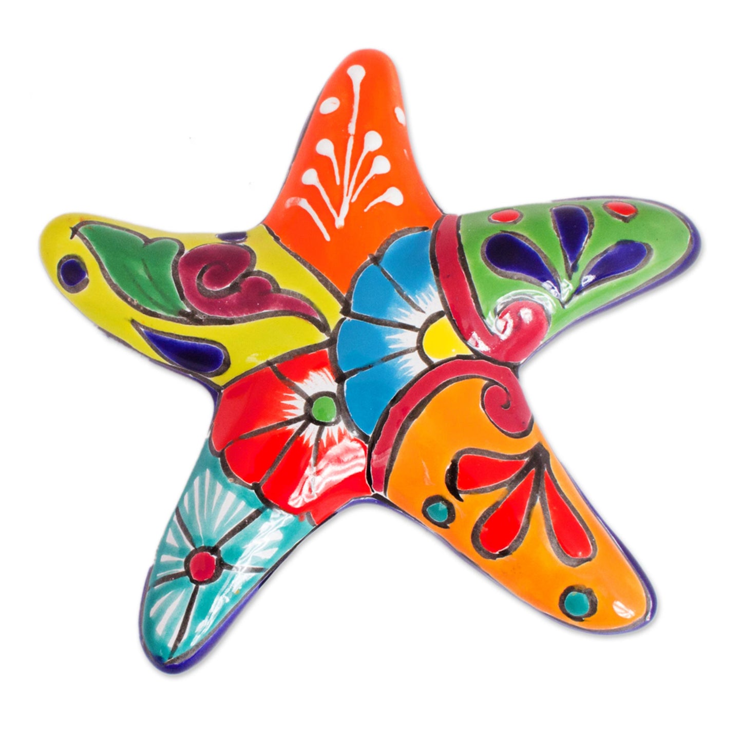 Hacienda Starfish Talavera-Style Ceramic Starfish Wall Sculpture from Mexico