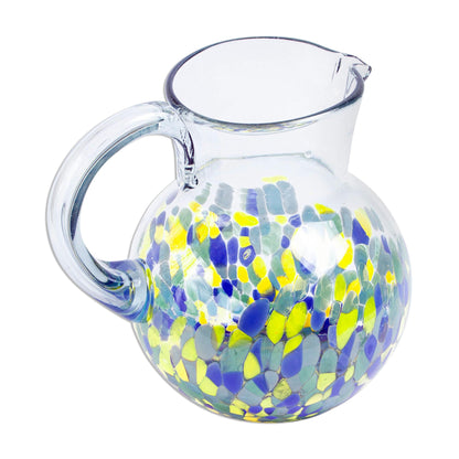 Ocean Confetti Colorful Recycled Glass Pitcher Crafted in Mexico