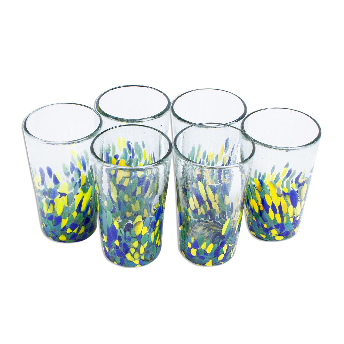 Tropical Confetti Colorful Recycled Glass Tumblers (16 Oz., Set of 6)