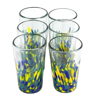 Tropical Confetti Colorful Recycled Glass Tumblers (16 Oz., Set of 6)