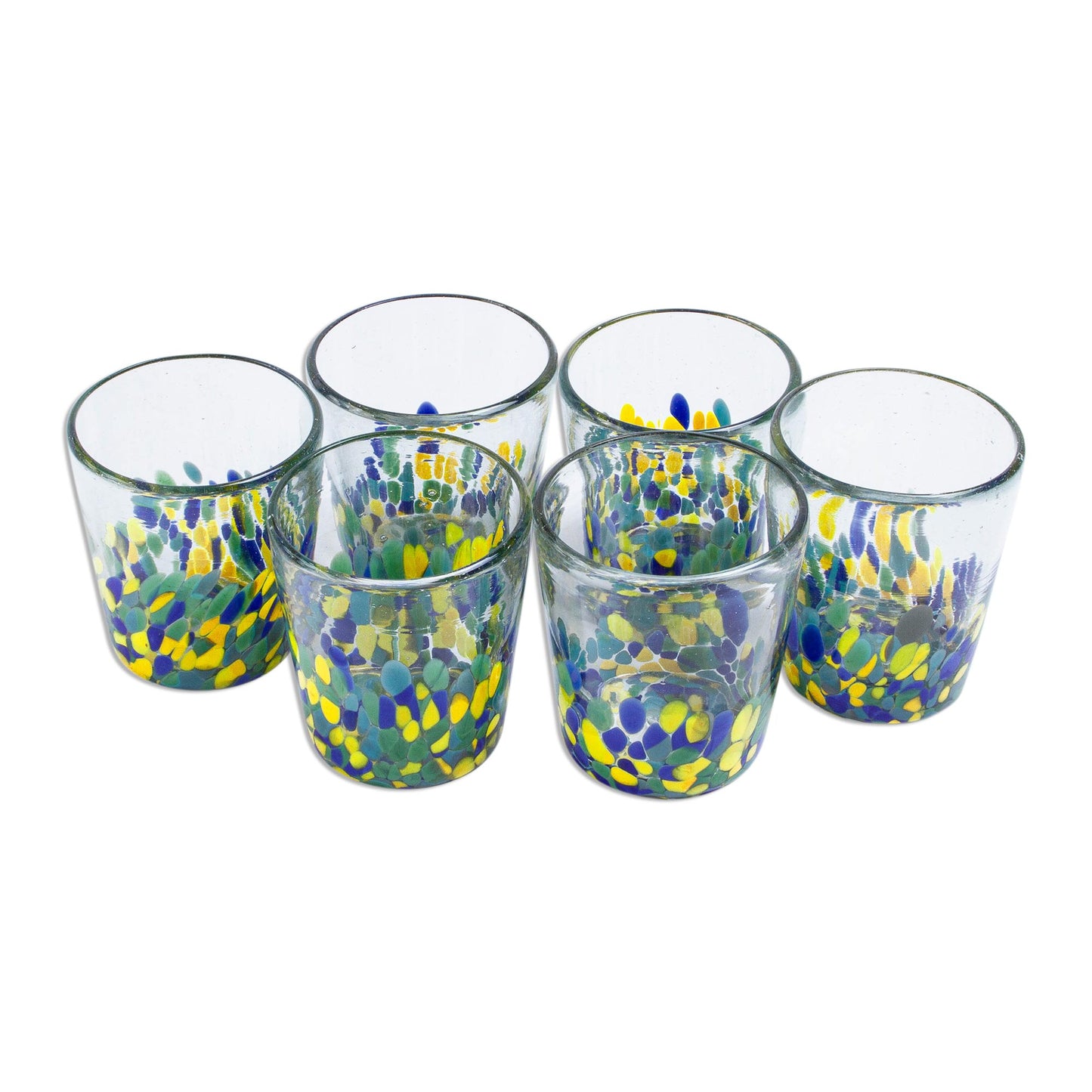 Tropical Confetti Colorful Recycled Glass Rocks Glasses (11 Oz., Set of 6)