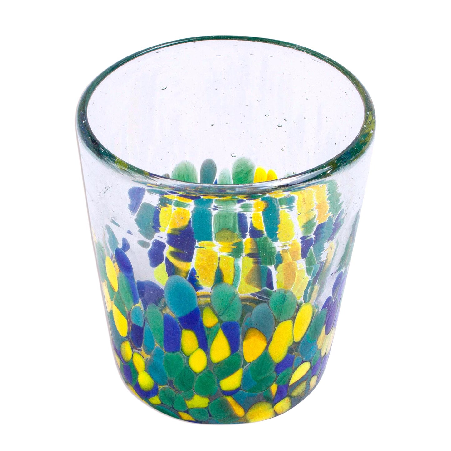 Tropical Confetti Colorful Recycled Glass Rocks Glasses (11 Oz., Set of 6)