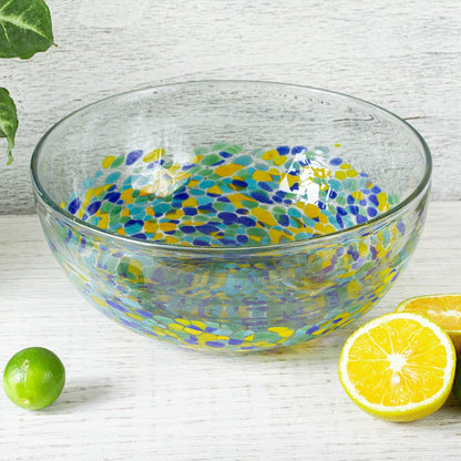 Tropical Confetti Colorful Recycled Glass Serving Bowl from Mexico