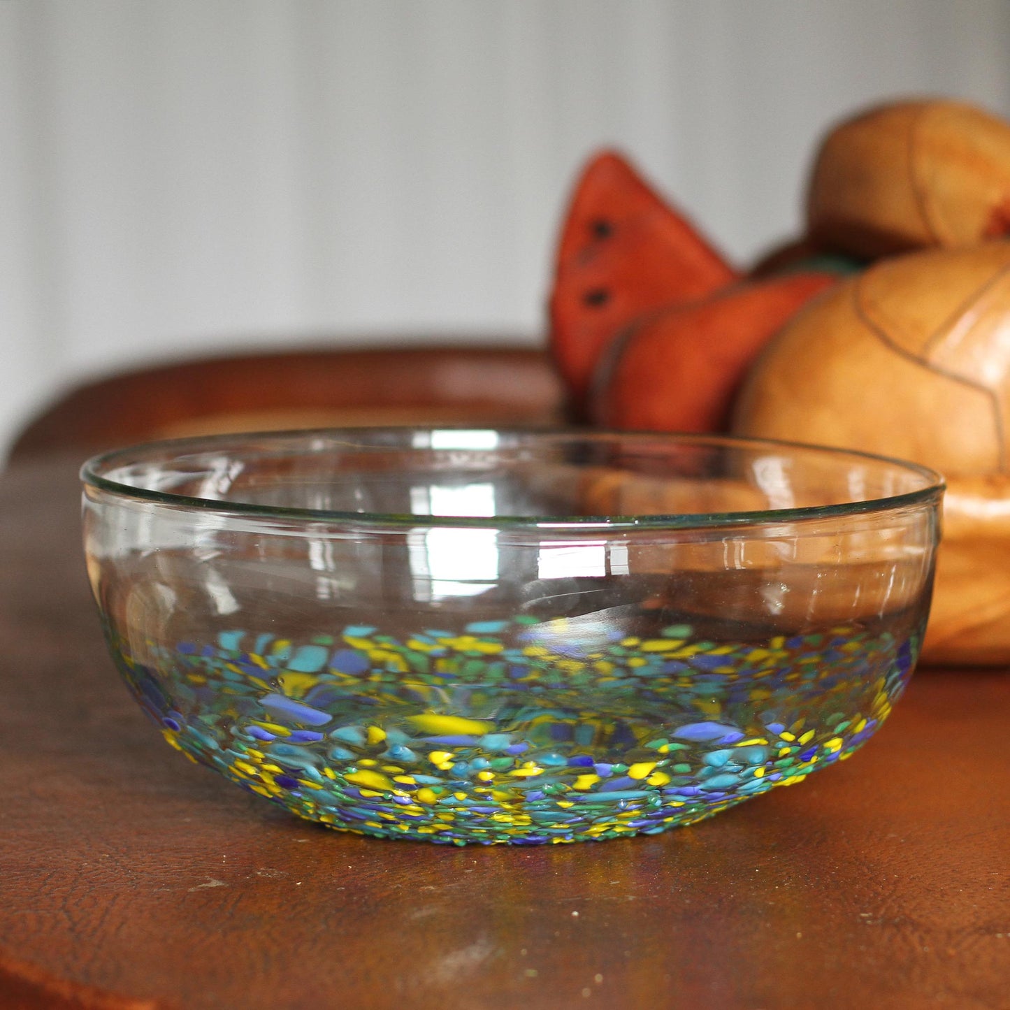 Tropical Confetti Colorful Recycled Glass Serving Bowl from Mexico