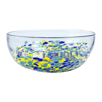 Tropical Confetti Colorful Recycled Glass Serving Bowl from Mexico