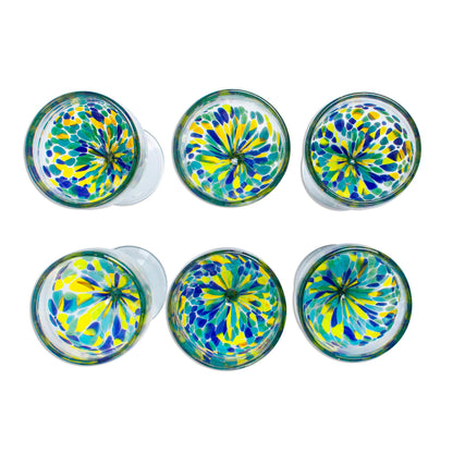 Tropical Confetti Colorful Recycled Wine Glasses from Mexico (Set of 6)