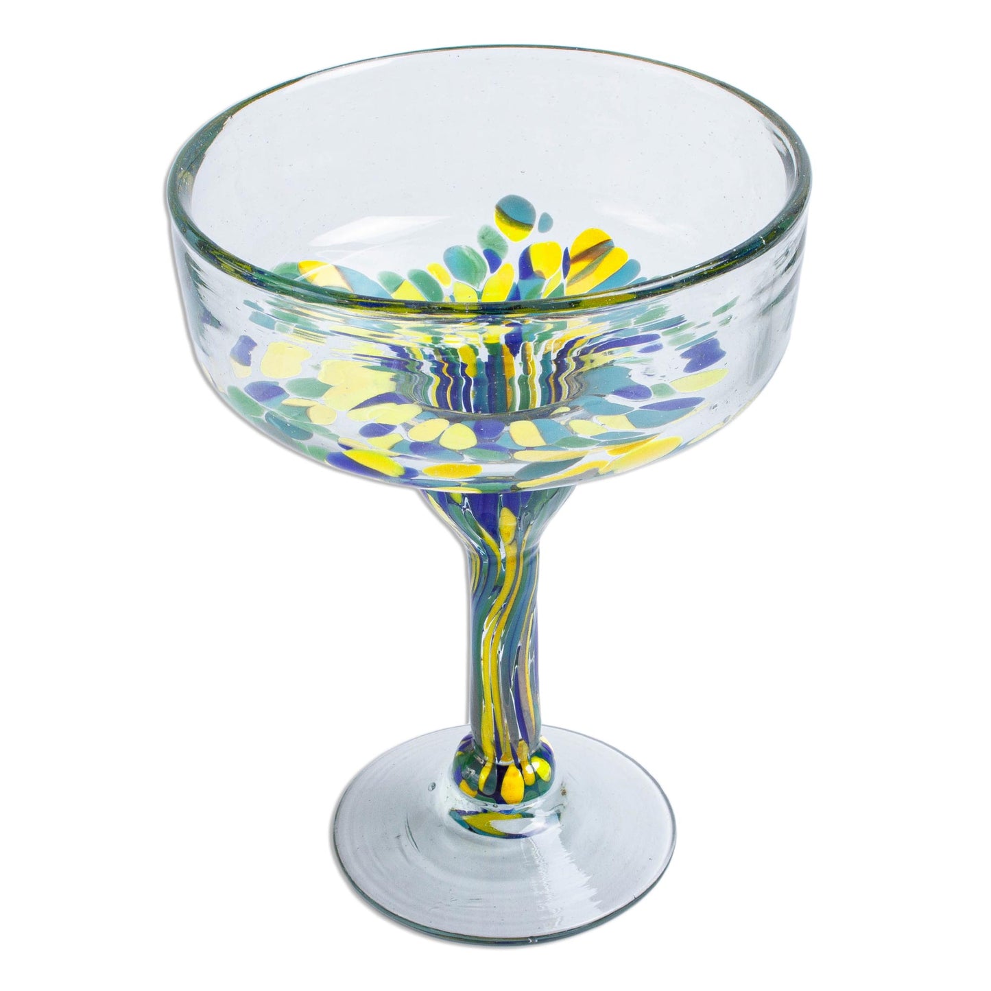 Tropical Confetti Colorful Recycled Glass Margarita Glasses (Set of 6)