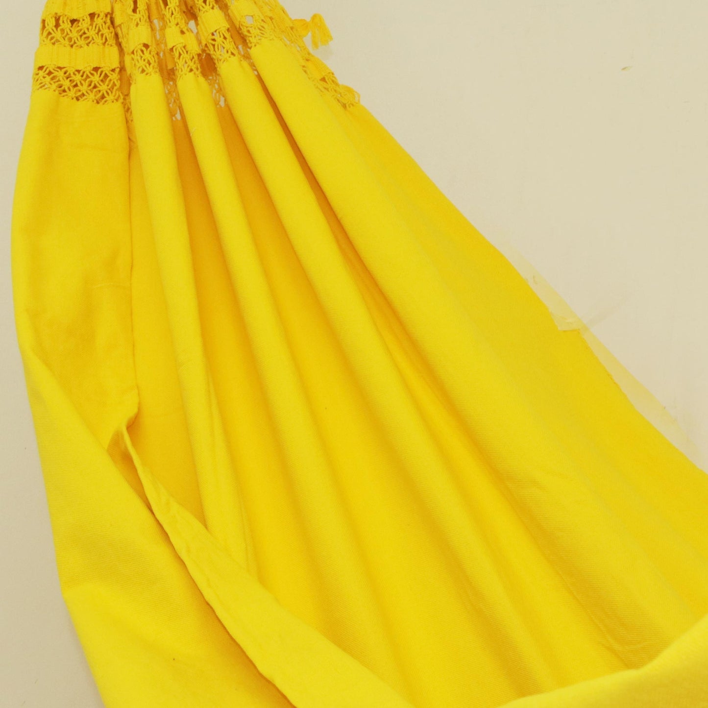 Tropical Yellow Handwoven Maize Yellow Cotton Hammock from Brazil (Double)