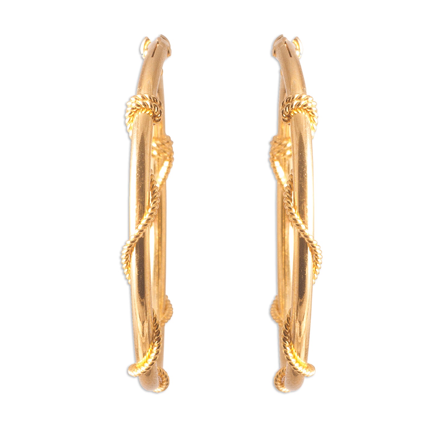 Sophisticated Twist 18K Gold-Plated Sterling Silver Wrapped Hoop Earrings