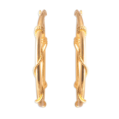 Sophisticated Twist 18K Gold-Plated Sterling Silver Wrapped Hoop Earrings