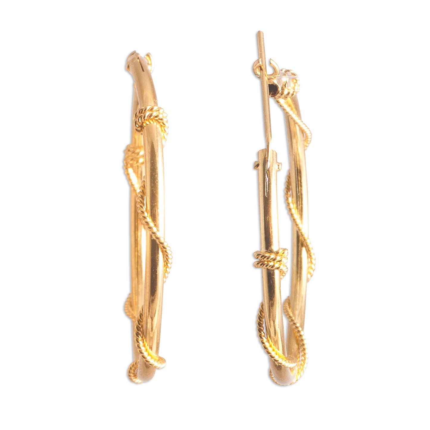 Sophisticated Twist 18K Gold-Plated Sterling Silver Wrapped Hoop Earrings