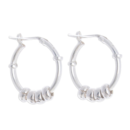 Swing and Sway Sterling Silver Hoop Earrings with Sliding Rings from Peru