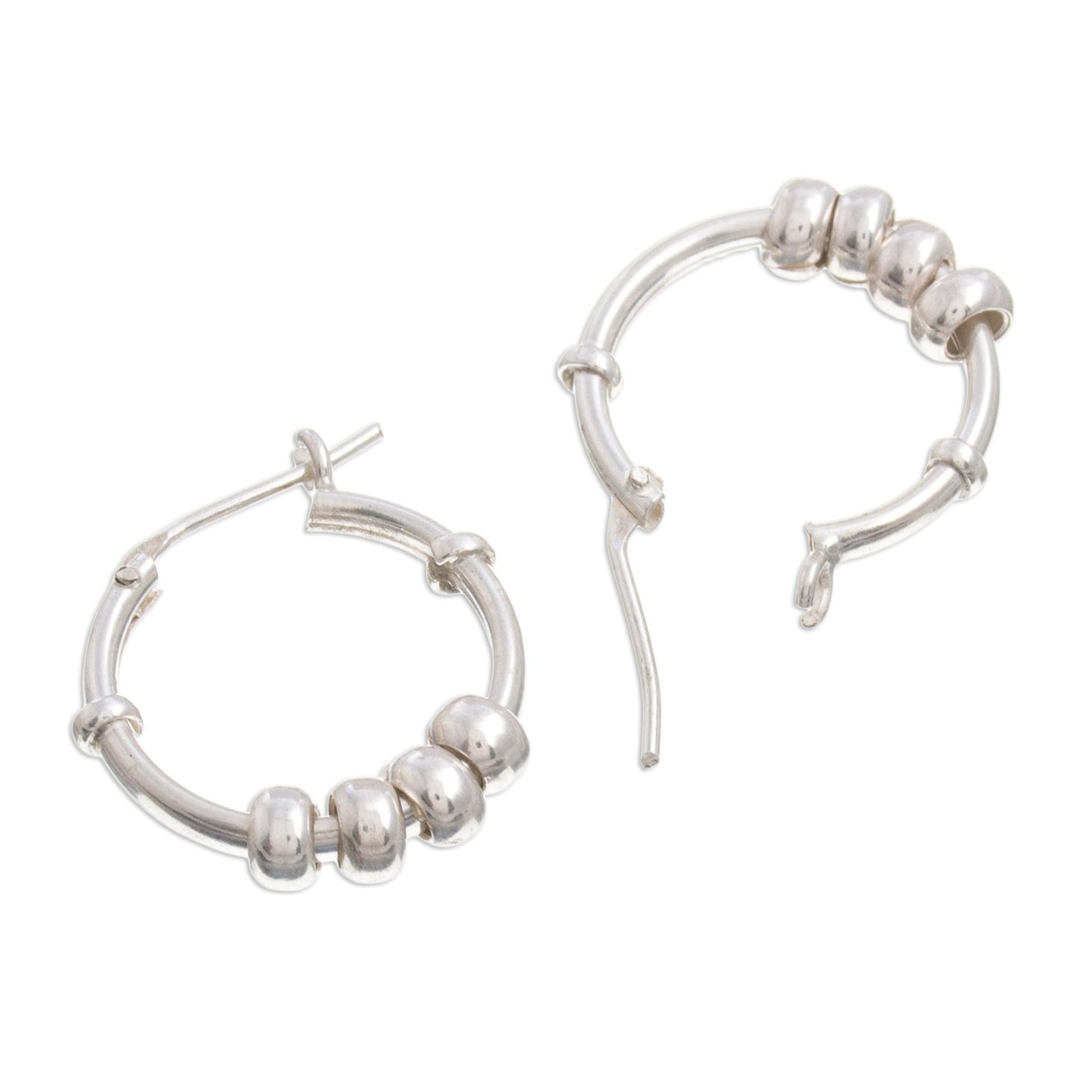 Swing and Sway Sterling Silver Hoop Earrings with Sliding Rings from Peru