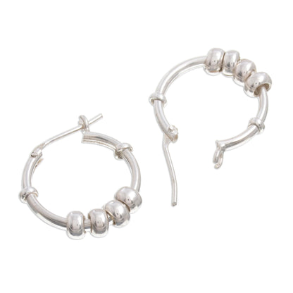 Swing and Sway Sterling Silver Hoop Earrings with Sliding Rings from Peru