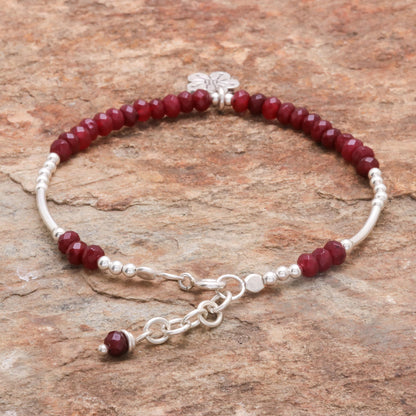 Karen Glisten Floral Garnet Beaded Bracelet from Thailand