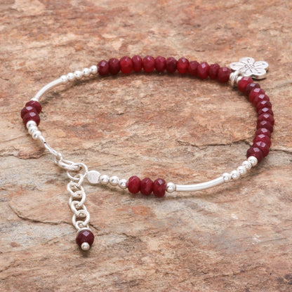 Karen Glisten Floral Garnet Beaded Bracelet from Thailand