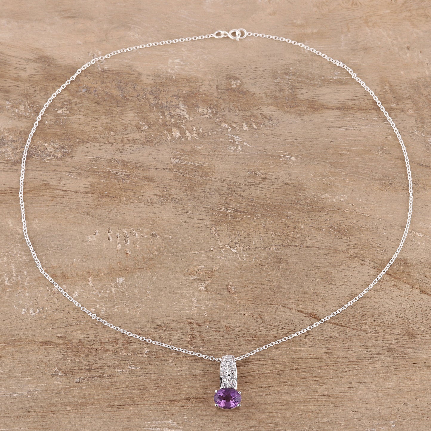 Timeless Sparkle 3-Carat Amethyst Pendant Necklace from India