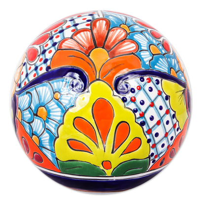 Summer Designs Floral Talavera-Style Ceramic Decorative Accent from Mexico