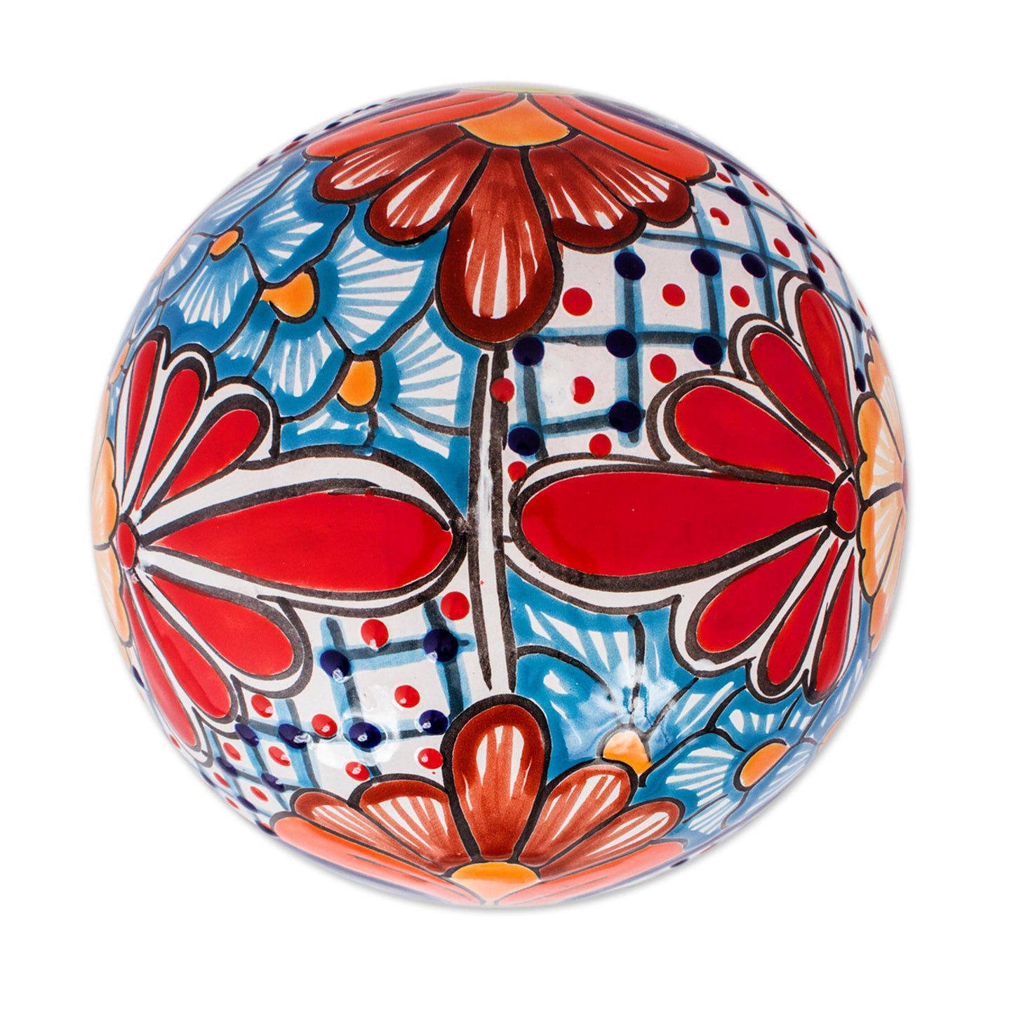 Summer Designs Floral Talavera-Style Ceramic Decorative Accent from Mexico