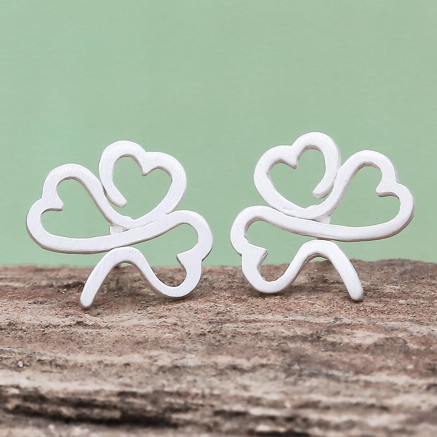 Beautiful Clover Sterling Silver Clover Stud Earrings from Thailand