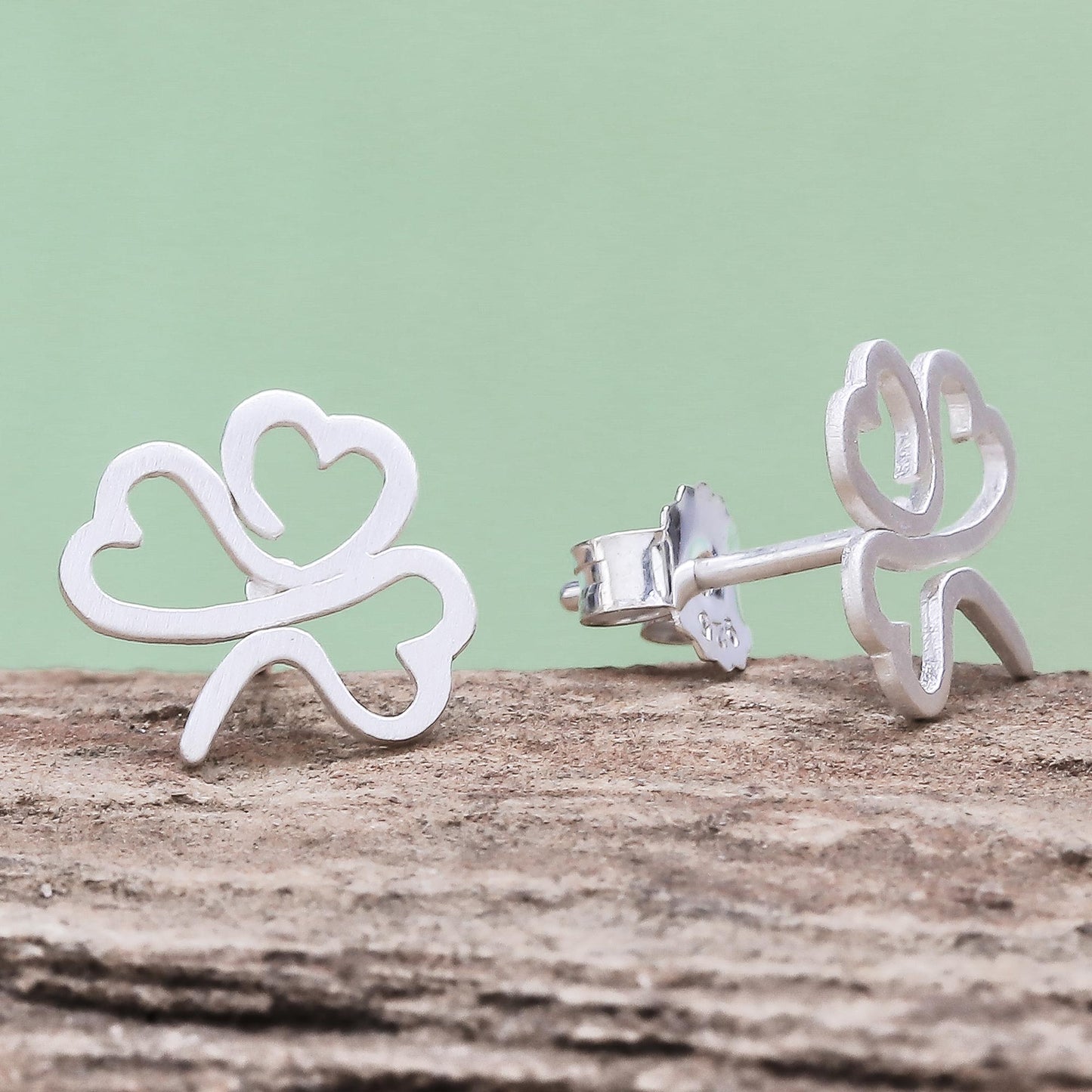 Beautiful Clover Sterling Silver Clover Stud Earrings from Thailand