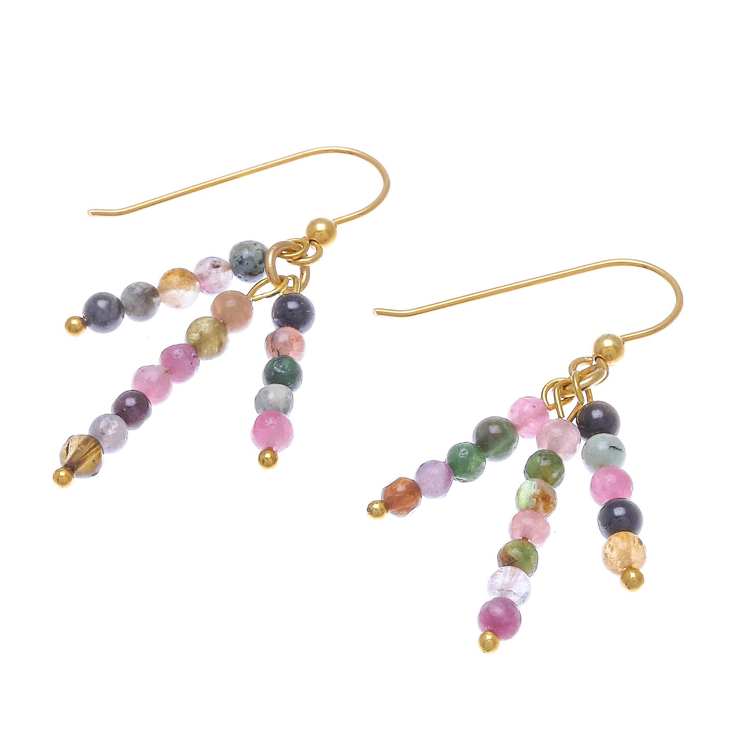 Succulent Candy 18k Gold Plated Natural Tourmaline Dangle Earrings