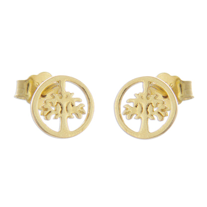 Arbor Halos Tree Motif 18k Gold Plated Sterling Silver Stud Earrings