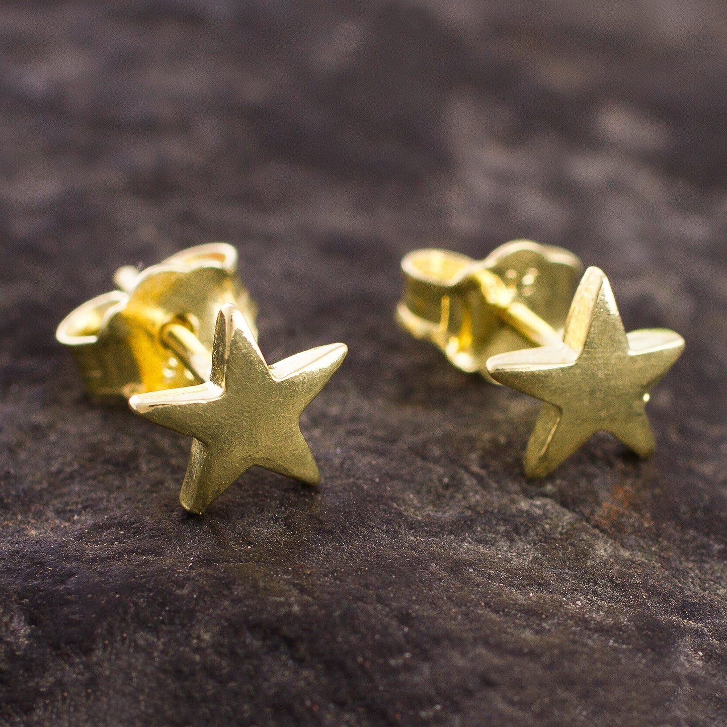 Wondrous Stars 18k Gold Plated Sterling Silver Star Stud Earrings from Peru