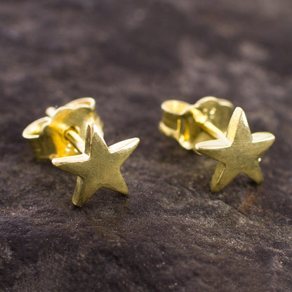 Wondrous Stars 18k Gold Plated Sterling Silver Star Stud Earrings from Peru