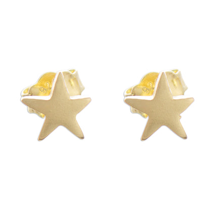 Wondrous Stars 18k Gold Plated Sterling Silver Star Stud Earrings from Peru