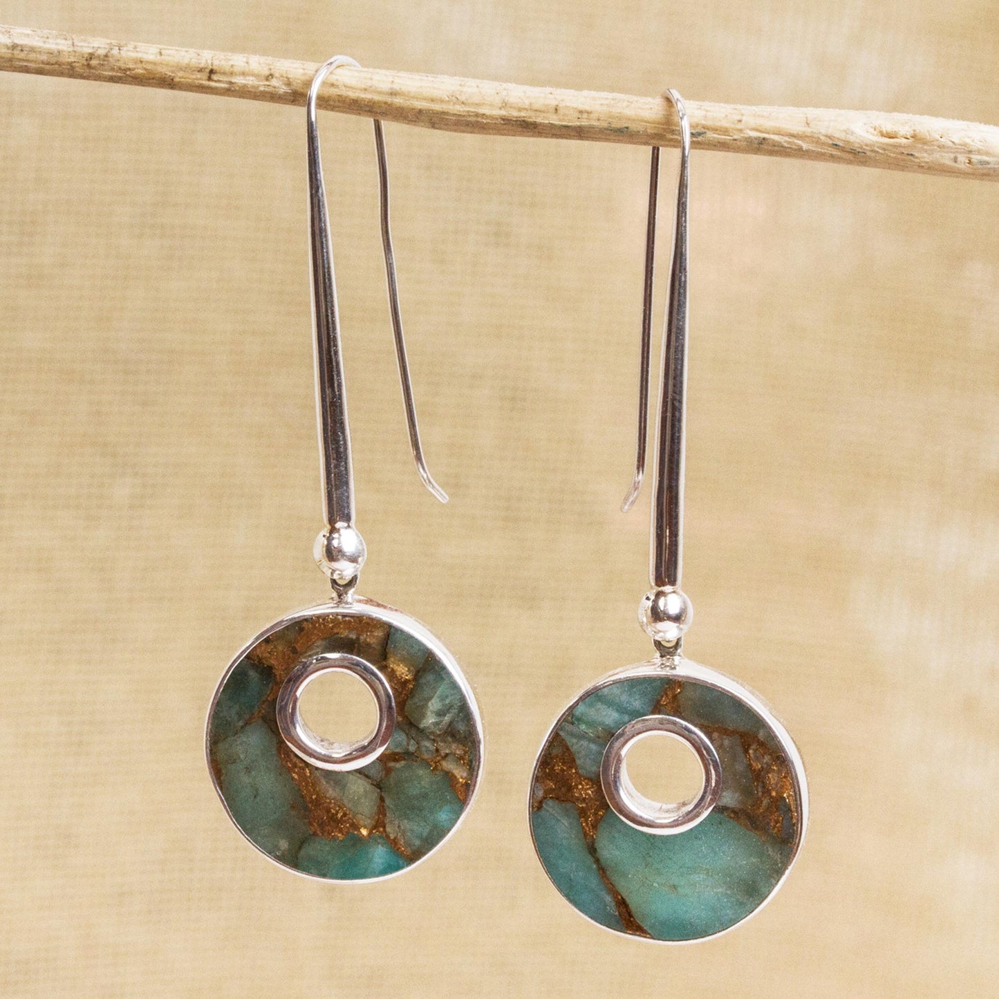 Quiet Beauty Sterling Silver and Composite Turquoise Earrings from Mexico