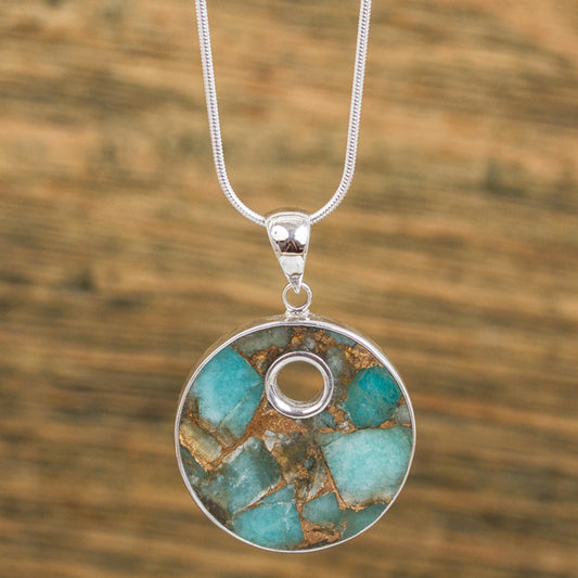 Terrestrial Beauty Sterling Silver and Composite Turquoise Necklace from Mexico