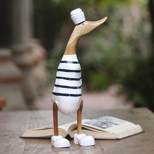 Sailor Duck Acacia Wood and Bamboo Root Sailor Duck Sculpture from Bali