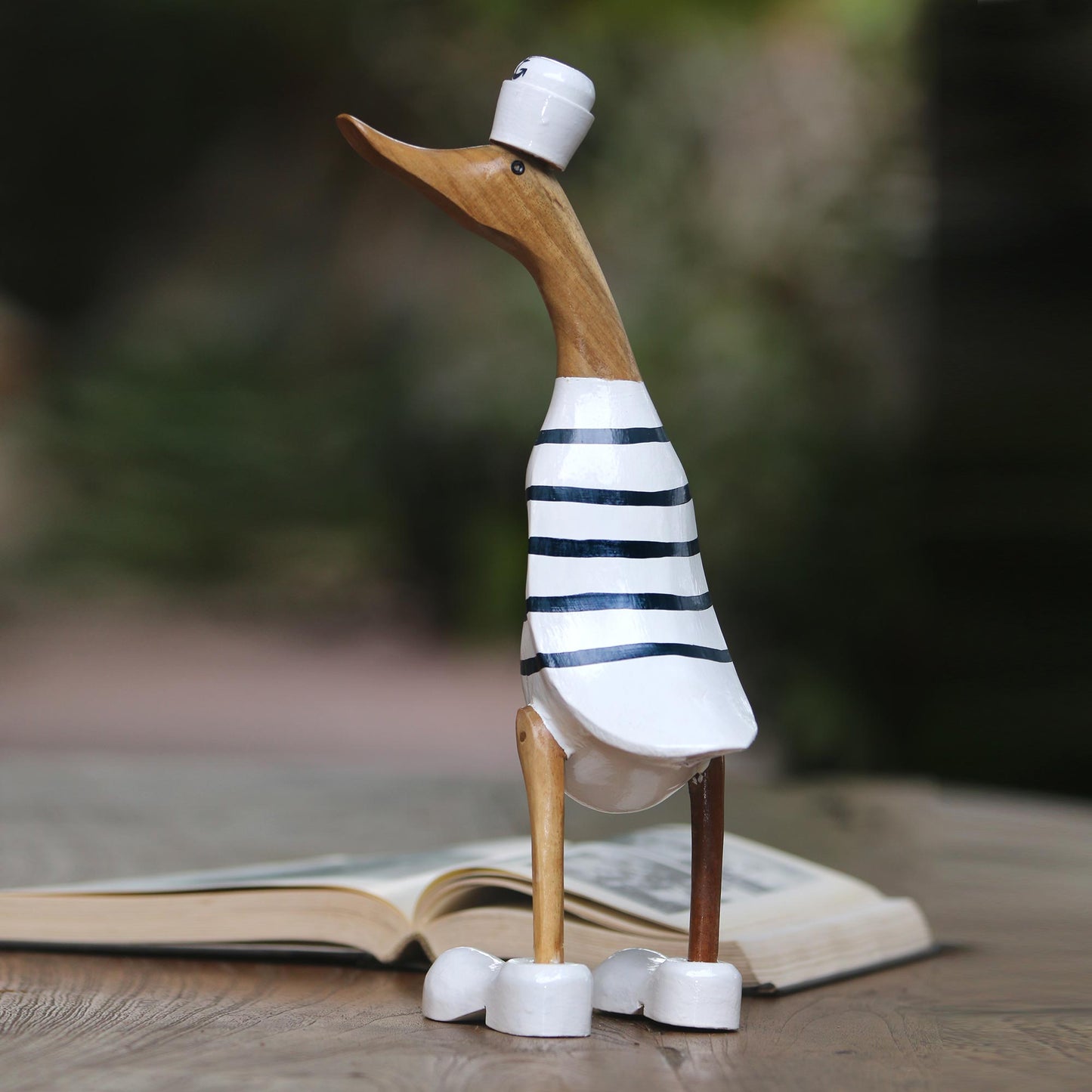 Sailor Duck Acacia Wood and Bamboo Root Sailor Duck Sculpture from Bali