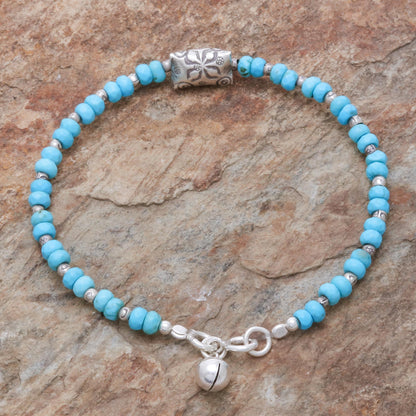 Sky Harmony Karen Hill Tribe Silver and Recon. Turquoise Bracelet