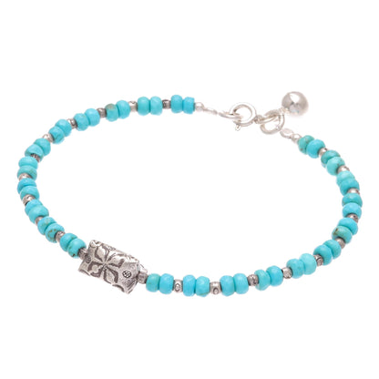 Sky Harmony Karen Hill Tribe Silver and Recon. Turquoise Bracelet