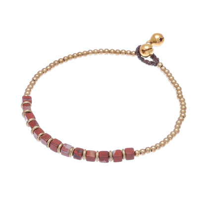 Cube Beauty Beaded Anklet with Cube Jasper from Thailand