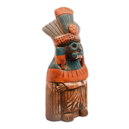 Mighty Tlaloc Rustic Ceramic Sculpture of Tlaloc from Mexico