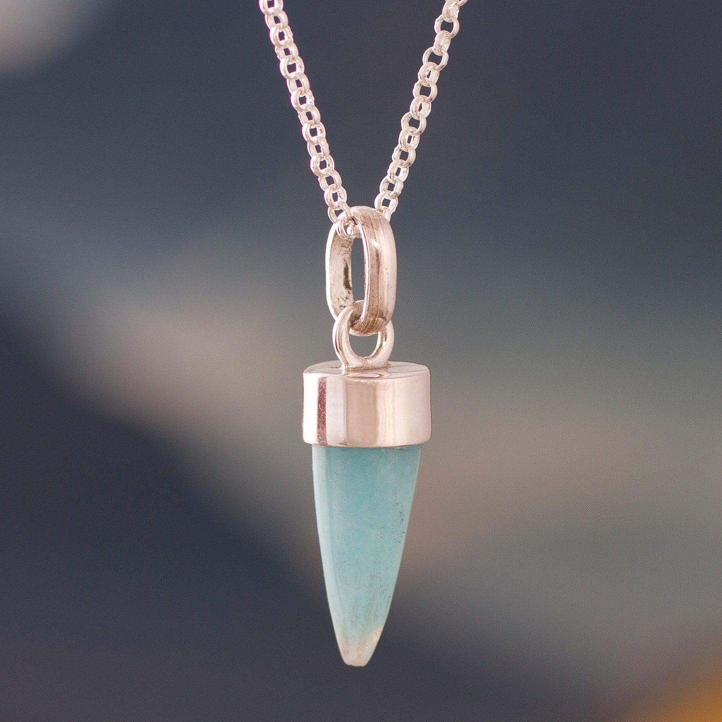 Natural Cone Amazonite Cone Pendant Necklace from Peru