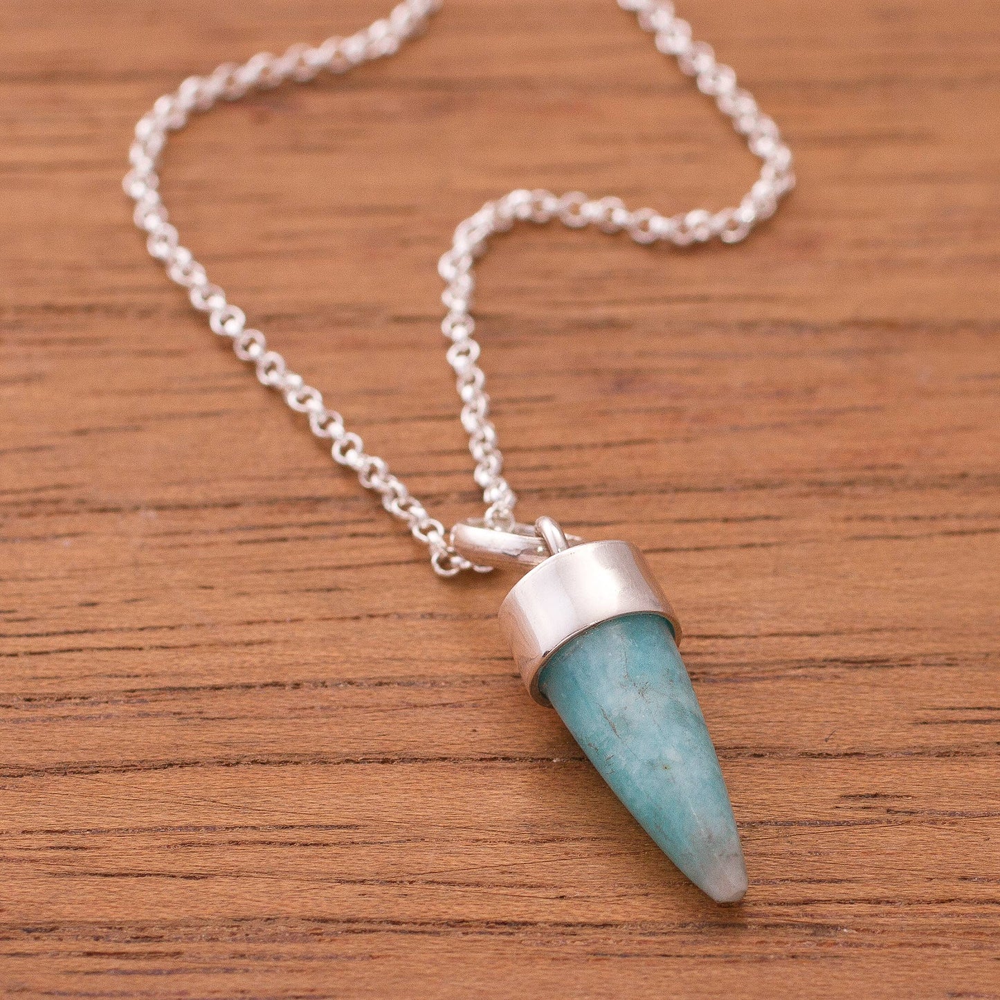 Natural Cone Amazonite Cone Pendant Necklace from Peru