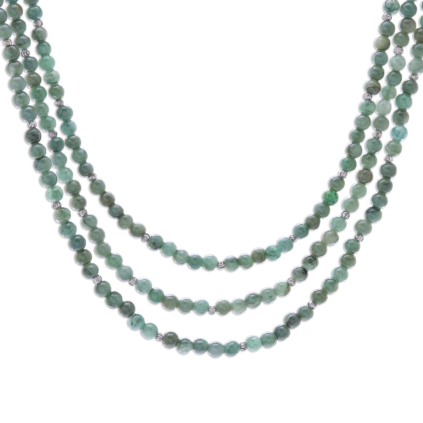 Green Holiday Jade Beaded Strand Necklace from Thailand