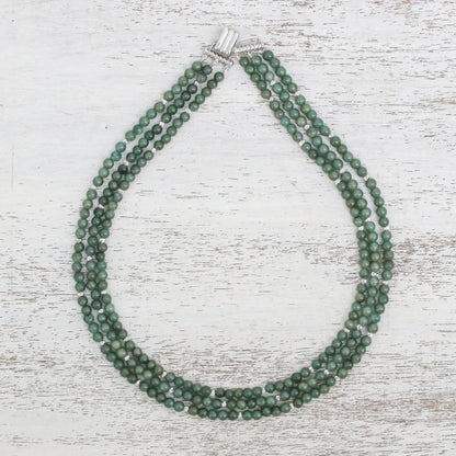 Green Holiday Jade Beaded Strand Necklace from Thailand