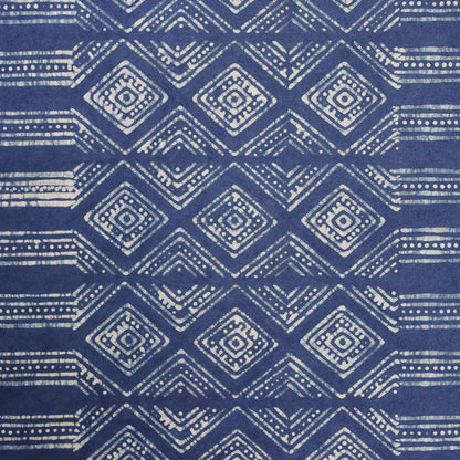 Dramatic Pathways Handcrafted Indigo Geometric Batik Cotton Queen Bedspread