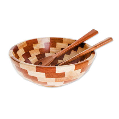 Home Freshness Palo Blanco and Caoba Wood Salad Bowl and Spoons