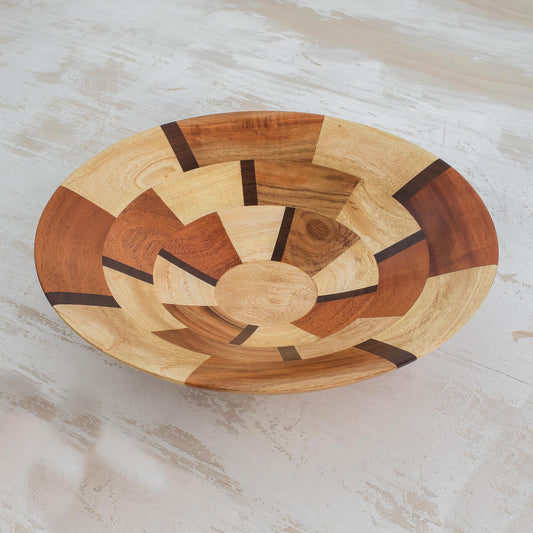Wheels Handmade Wood Serving Bowl from Guatemala